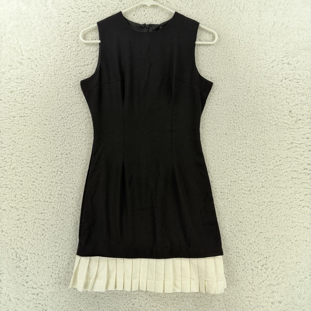 Lea & Viola Dress Womens XS Black Pleated Hem Sleeveless Sheath Mini L8371 NWT